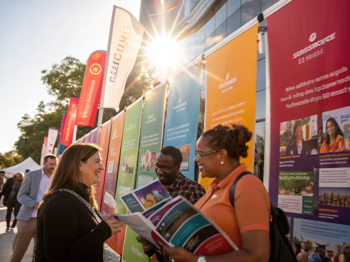 A vibrant image depicting a collaborative marketing campaign between Suntilies and one of its partners, showcasing co-branded materials and promotional activities.