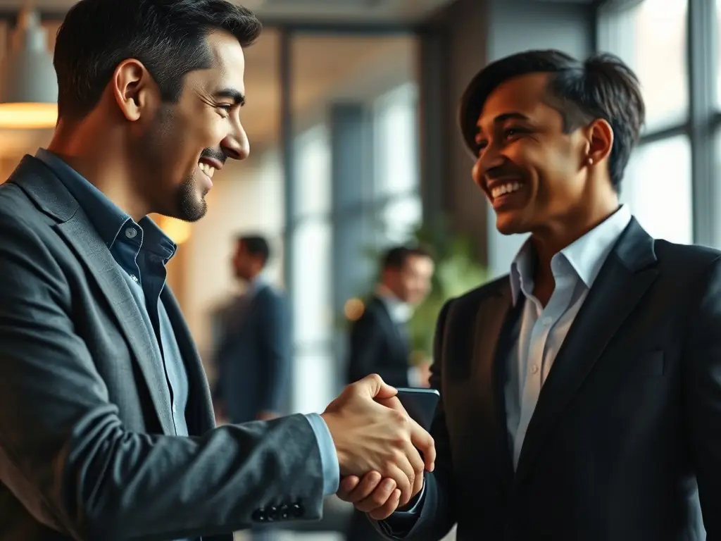 An image showing a graph trending upwards, symbolizing growth, alongside a handshake between two business partners, representing a successful partnership.